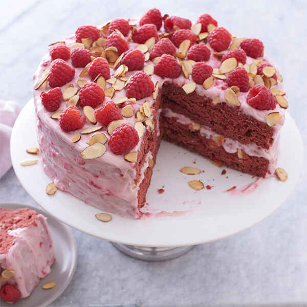 Fisher Nuts Recipe Red Velvet Almond Cake with Raspberries